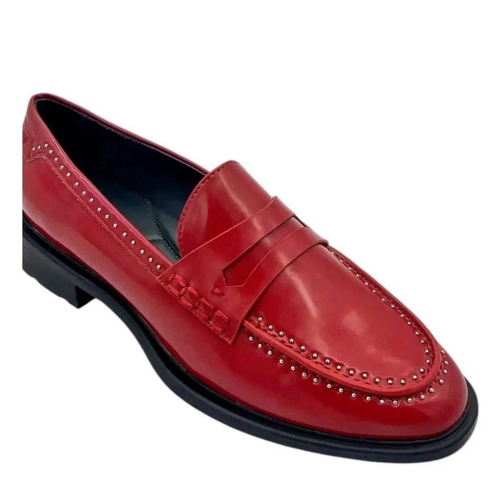 Sarto by Franco Sarto Eden Studded Penny Loafers Red Patent Lug Sole Womens 7 M